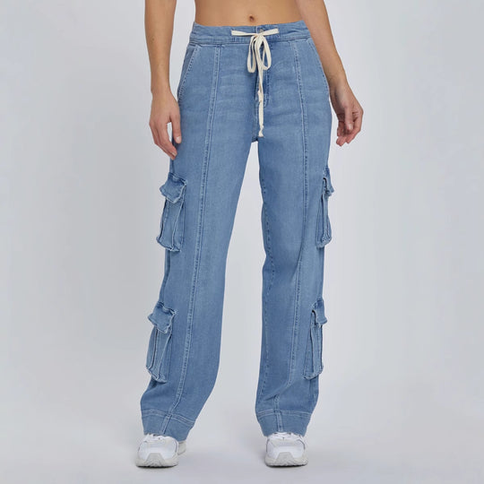 Damen Cargo-Jeans mit weiten Beinen und praktischen Taschen EB