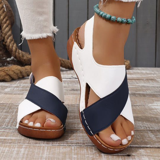 Damen Offene Riemensandalen mit modischem Kreuzbanddesign EB