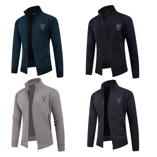 Herren Strickjacke mit hohem Kragen und praktischen Reißverschlusstaschen EB