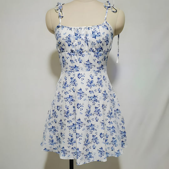Damen Sommerliches Blümchenkleid mit verstellbaren Spaghettiträgern EB