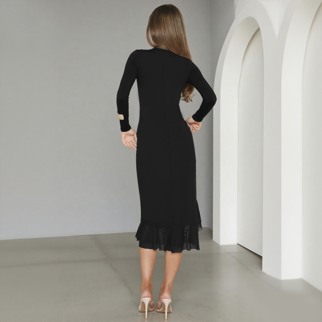 Damen charmantes Wickelkleid mit asymmetrischem Saum und Rüschendetails EB