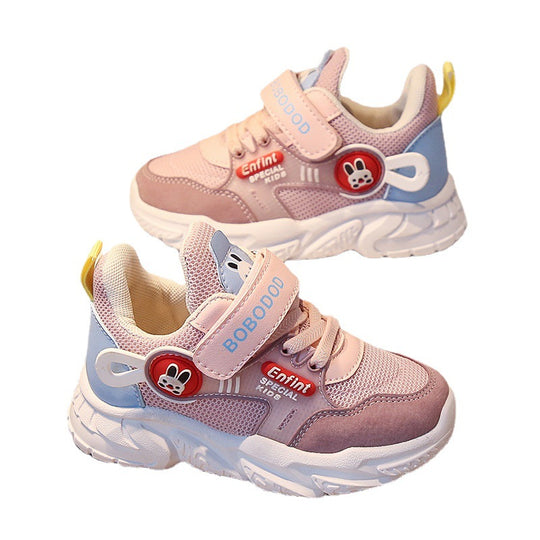 Damen Sportliche Kindersneaker mit verstellbarem Klettverschluss und niedlichem Tiermotiv EB