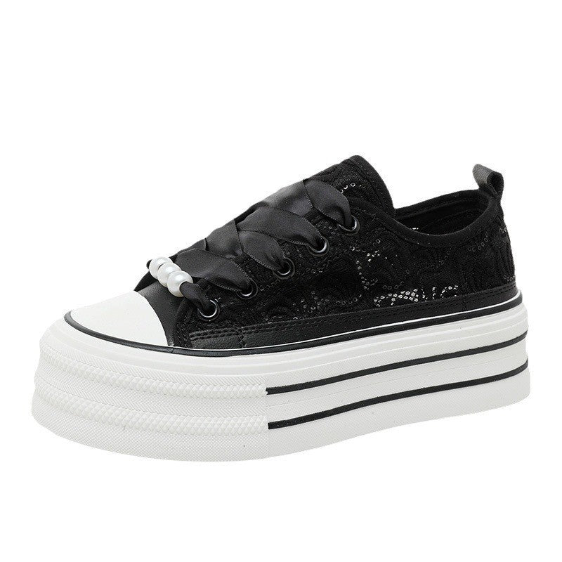 Damen Plateausneaker mit elegantem Spitzen-Design und modischen Akzenten EB