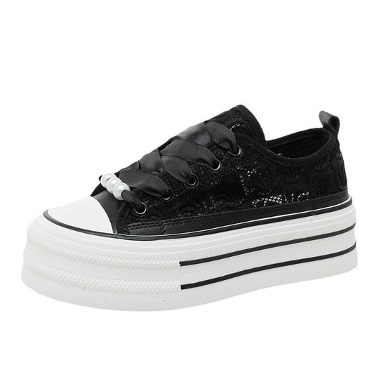 Damen Plateausneaker mit elegantem Spitzen-Design und modischen Akzenten EB