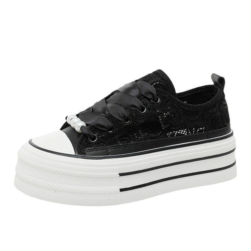 Damen Plateausneaker mit elegantem Spitzen-Design und modischen Akzenten EB