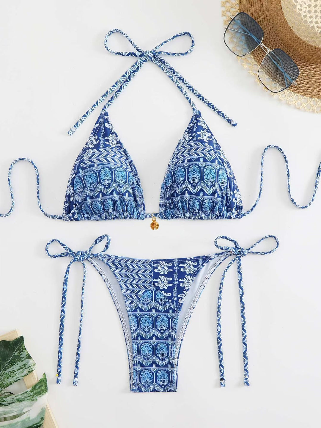 Damen Triangel-Bikini-Set mit verspieltem Blumenmuster EB