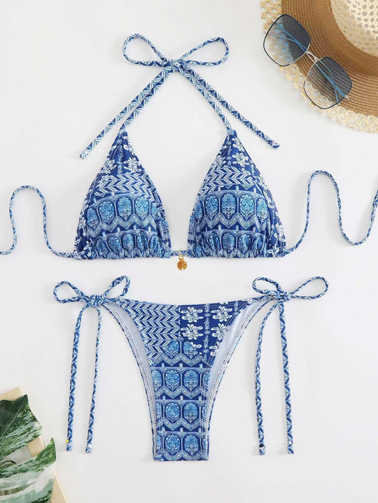 Damen Triangel-Bikini-Set mit verspieltem Blumenmuster EB