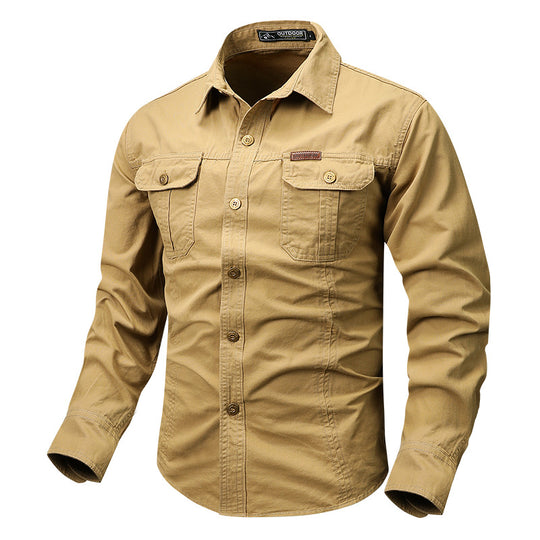 Herren nan lässiges militärisches Hemd mit Brusttaschen und Baumwoll-Twill EB