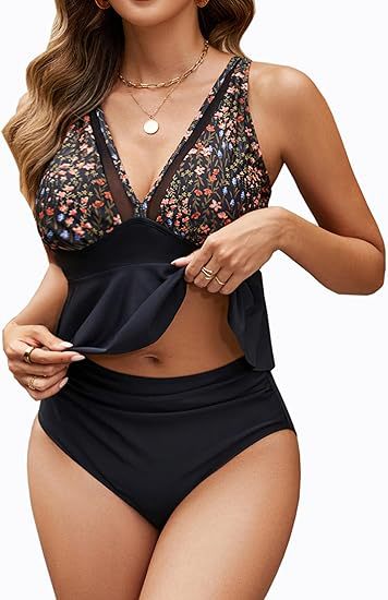 Damen Fließender Peplum-Badeanzug EB