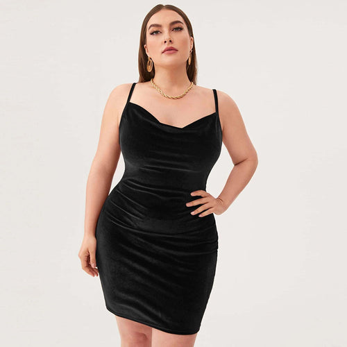 Damen elegantes, figurbetontes Partykleid aus Samt EB