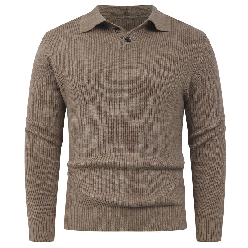 Herren Strickpullover mit modernem Polokragen und funktionalem Knopfverschluss EB