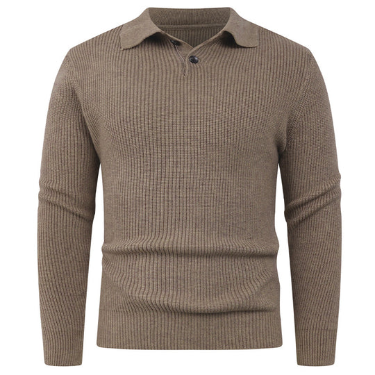 Herren Strickpullover mit modernem Polokragen und funktionalem Knopfverschluss EB