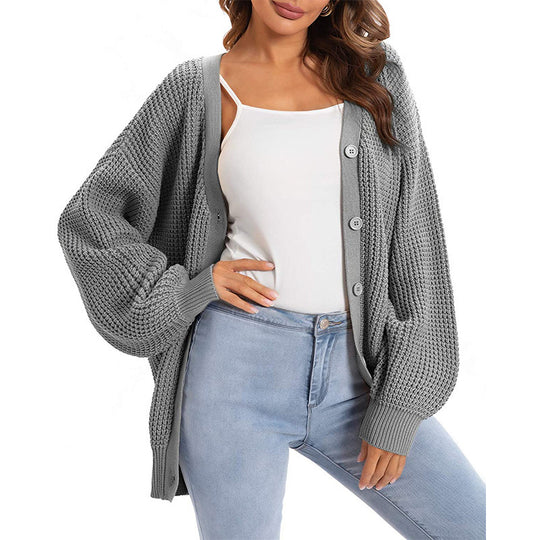 Damen Grobstrickcardigan mit überschnittenen Ärmeln EB