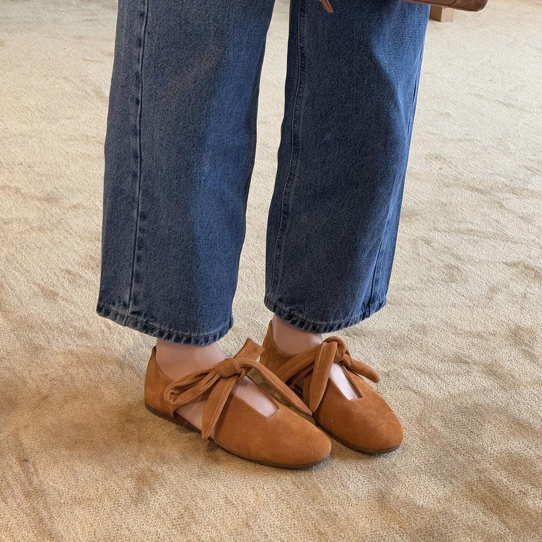 Damen Mokassins mit elegantem Knoten-Design und hochwertiger Wildleder-Oberfläche EB