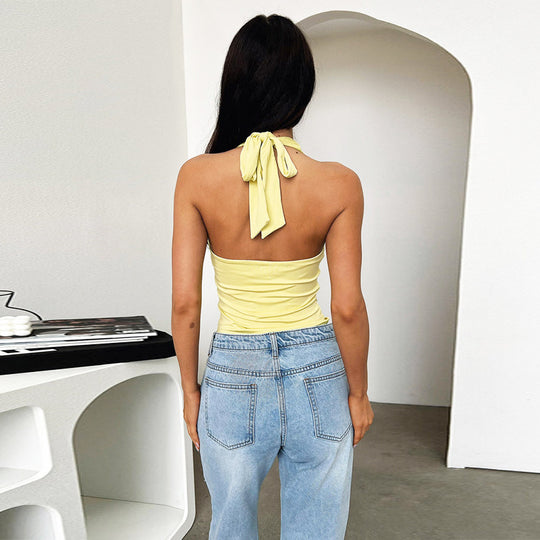 Damen Haltertop mit tiefem V-Ausschnitt und figurbetontem Design EB