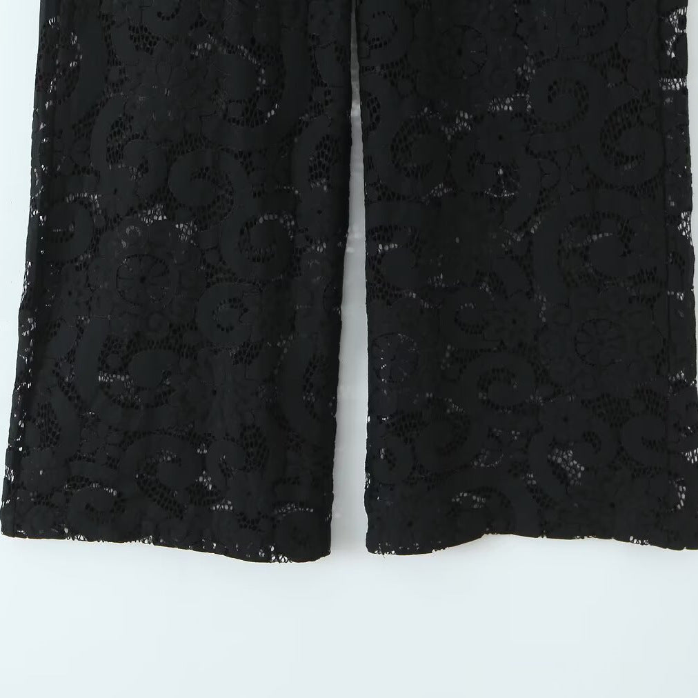 Damen weite Spitze Hose mit elegantem Schnitt und luxuriösem Design EB