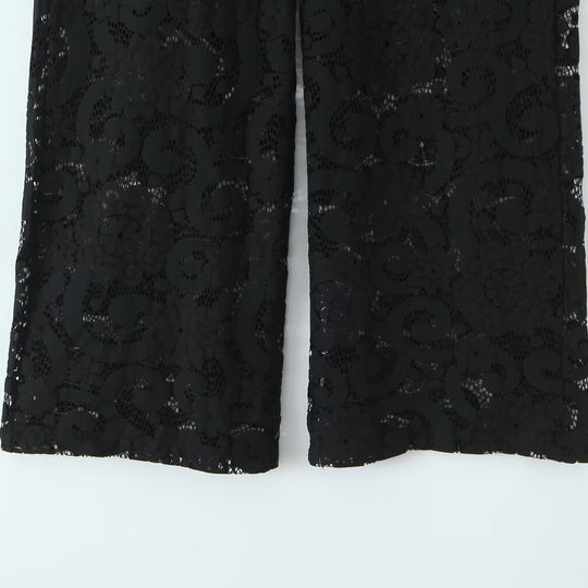 Damen weite Spitze Hose mit elegantem Schnitt und luxuriösem Design EB