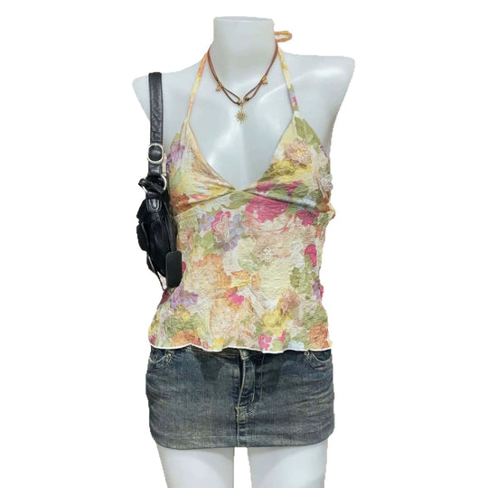 Damen Verspielt bedrucktes Chiffon-Oberteil EB