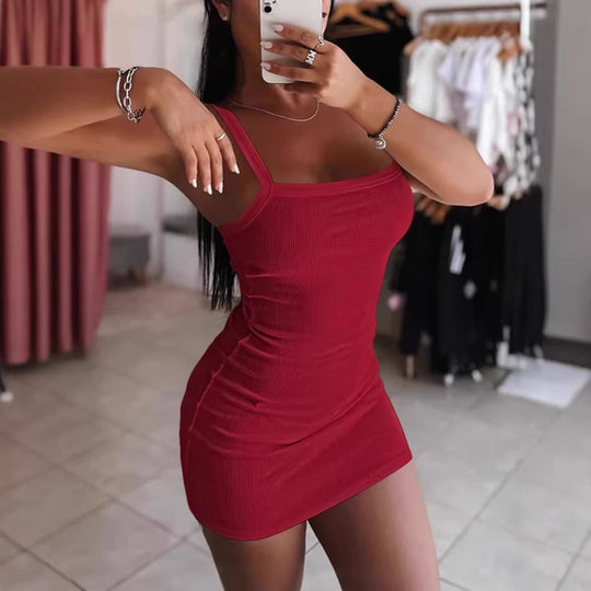 Damen figurbetontes Minikleid aus Rippenstrick EB