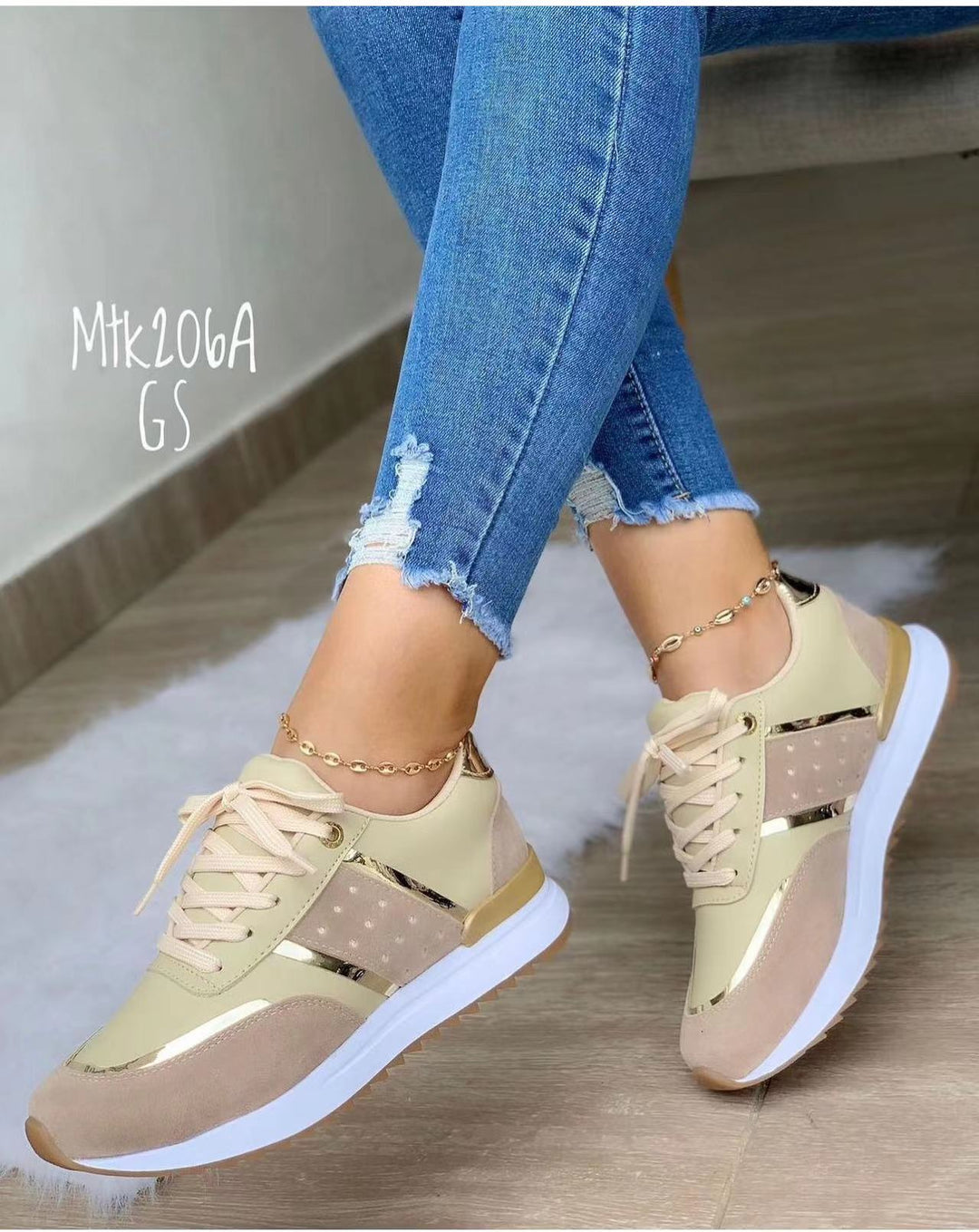 Damen Sportliche Sneakers mit Glitzer-Akzenten EB