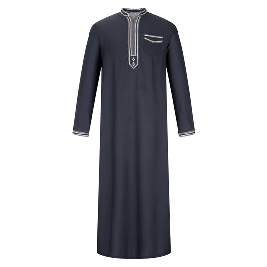 Herren traditionelles Langgewand mit dekorativer Stickerei und eleganter Knopfleiste EB