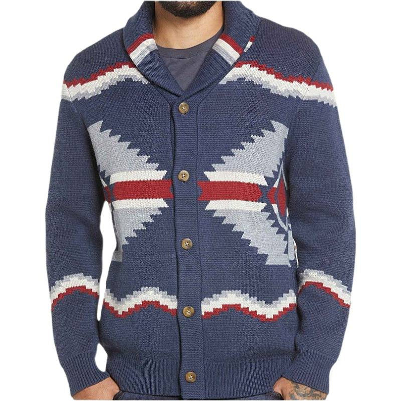 Herren Strickjacke im modernen Ethno-Design mit praktischen Knöpfen EB