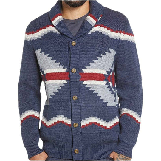 Herren Strickjacke im modernen Ethno-Design mit praktischen Knöpfen EB