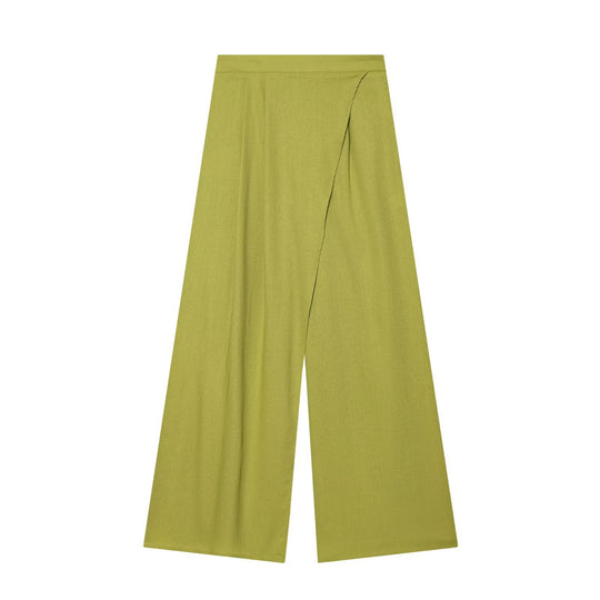 Damen elegante weite Hochbundhose mit asymmetrischem Schnitt EB