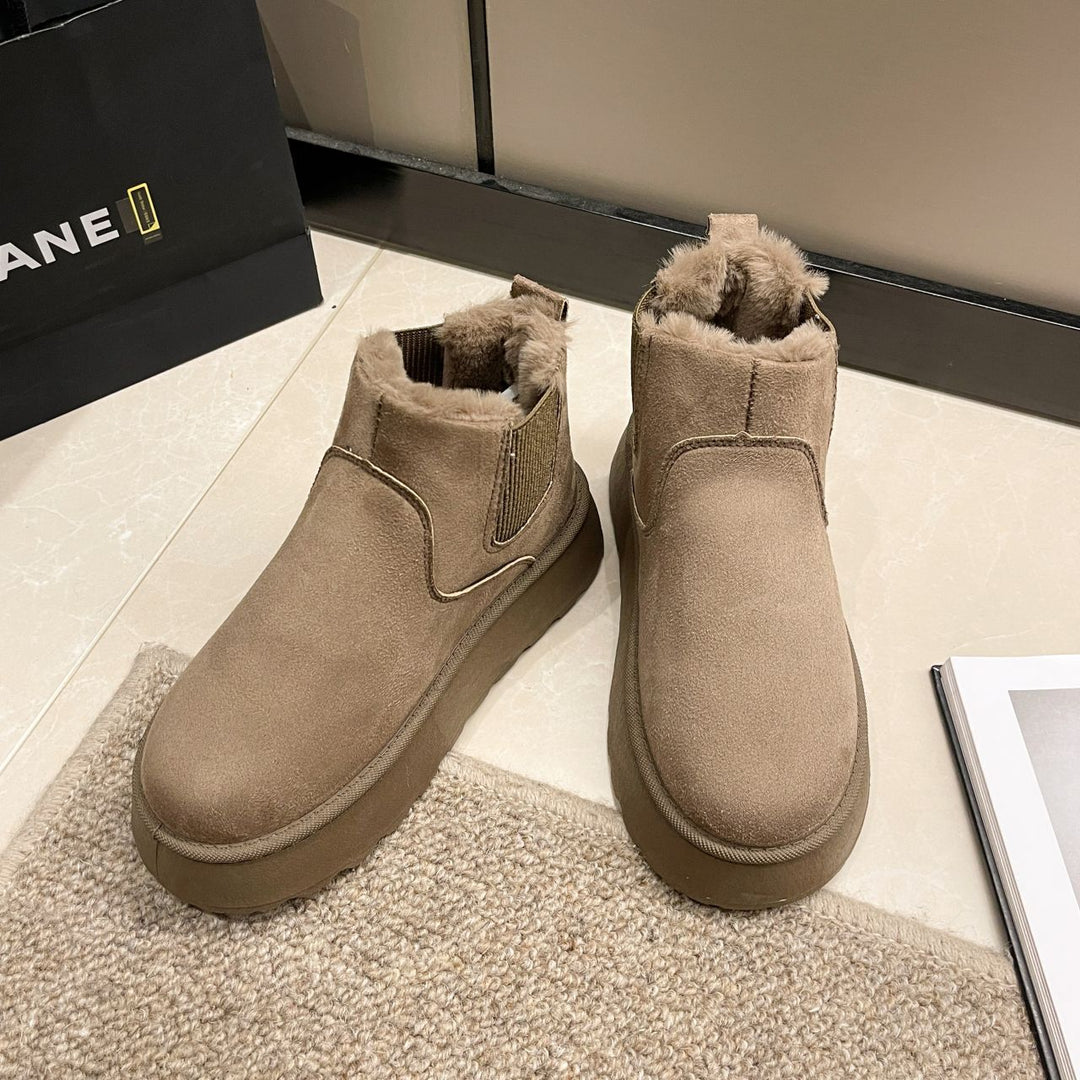 Damen Komfortable Winterboots mit Fleecefutter und elastischem Einsatz EB