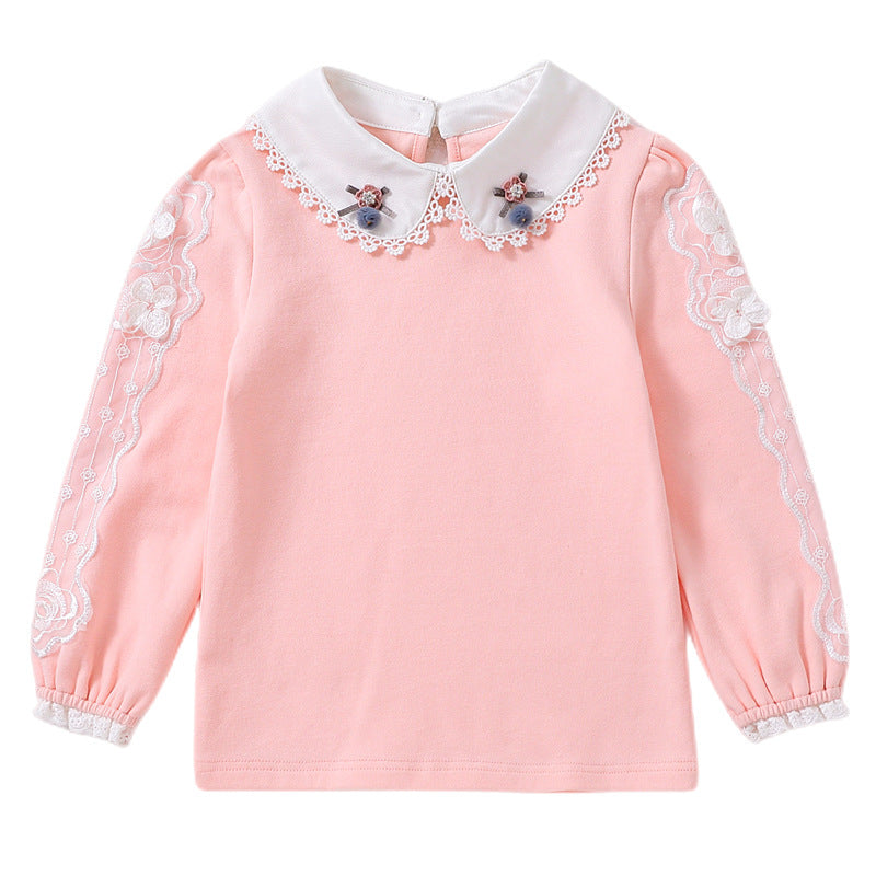 Mädchen Bluse mit elegantem Spitzenkragen und filigranen Akzenten EB