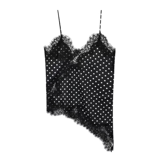 Damen-Spitzen-Camisole mit asymmetrischem Schnitt und eleganten Punkten EB