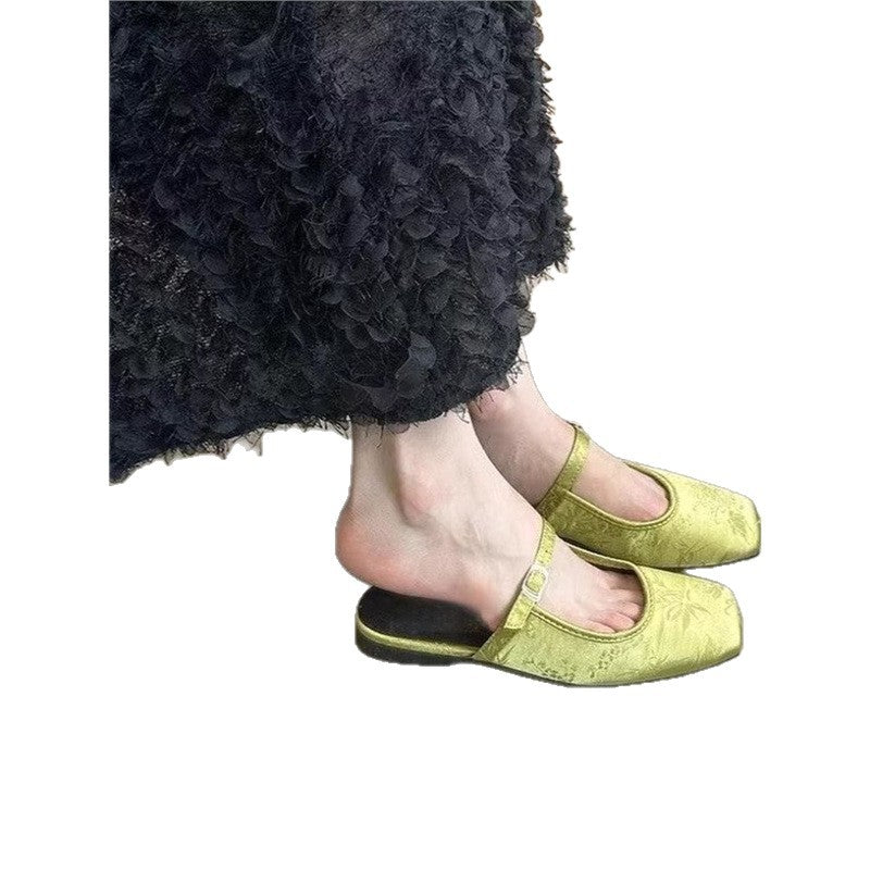 Damen elegante Mules mit Floral-Design EB