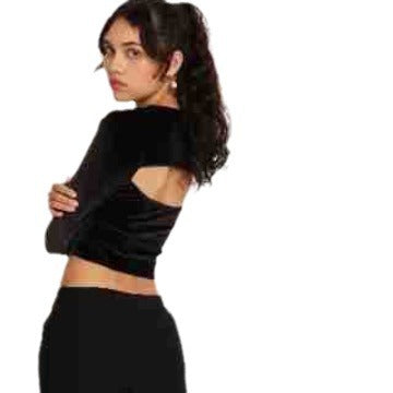 Damen Cropped Langarmoberteil mit innovativem Cut-Out-Design EB