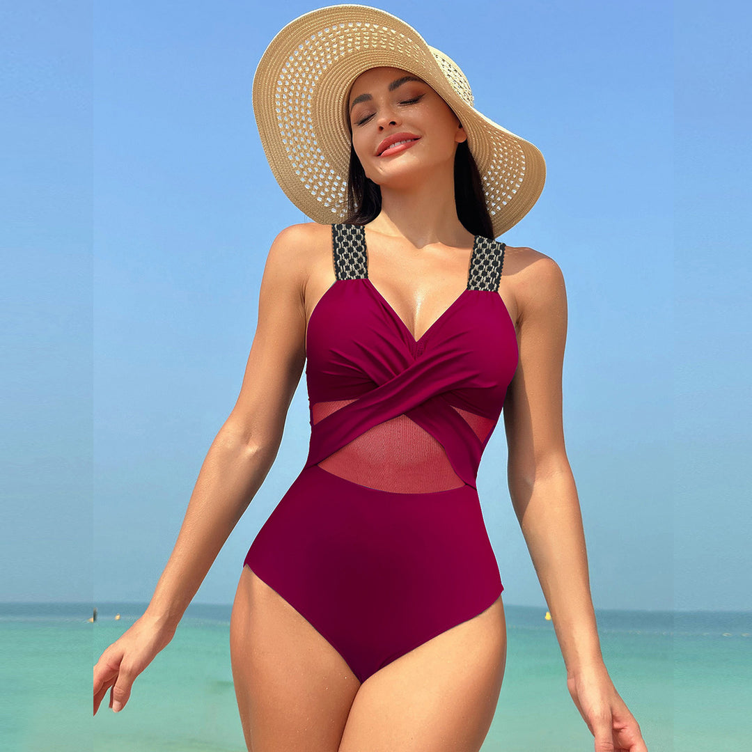 Damen Einteiliger Badeanzug mit stylishen Mesh-Elementen EB
