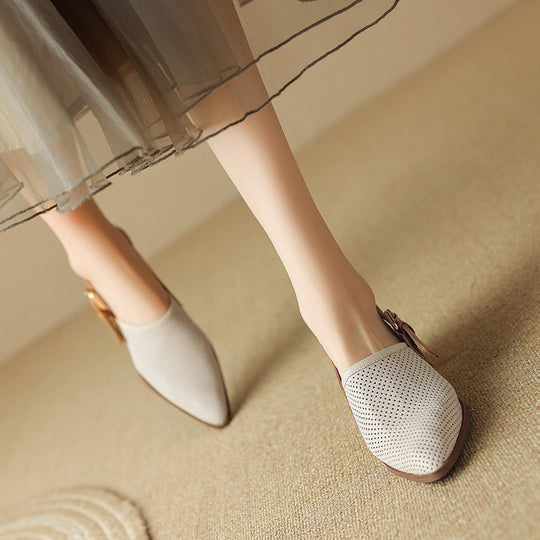 Damen Slingback-Pumps mit perforiertem Obermaterial und komfortablem Blockabsatz EB