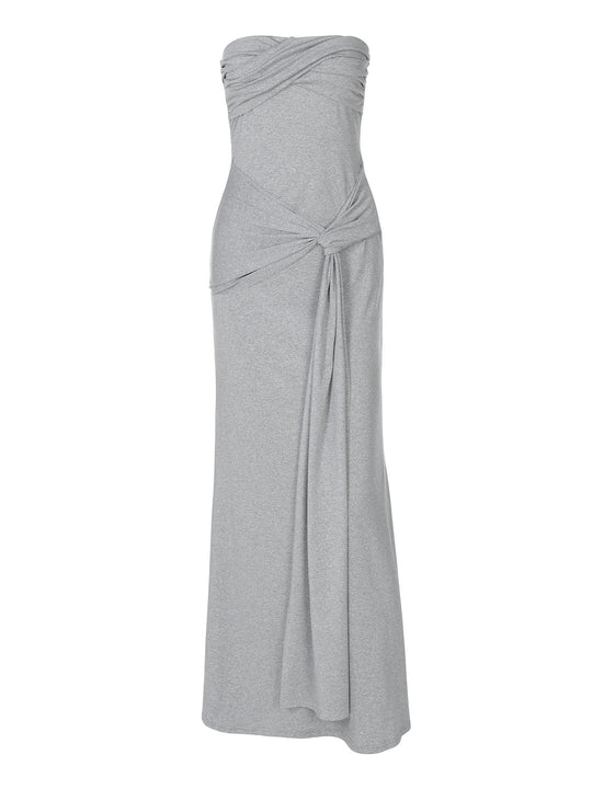 Damen Strapless Maxikleid mit raffiniertem Wickeldesign EB