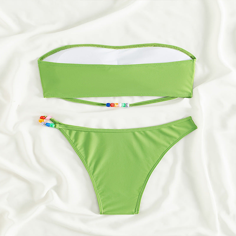 Damen Bandeau-Bikini mit verstellbarem Schnitt und bunten Akzenten EB