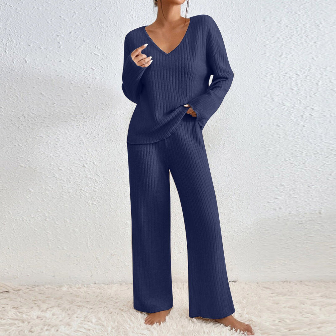 Damen Lässiges Strick-Loungewear-Set EB