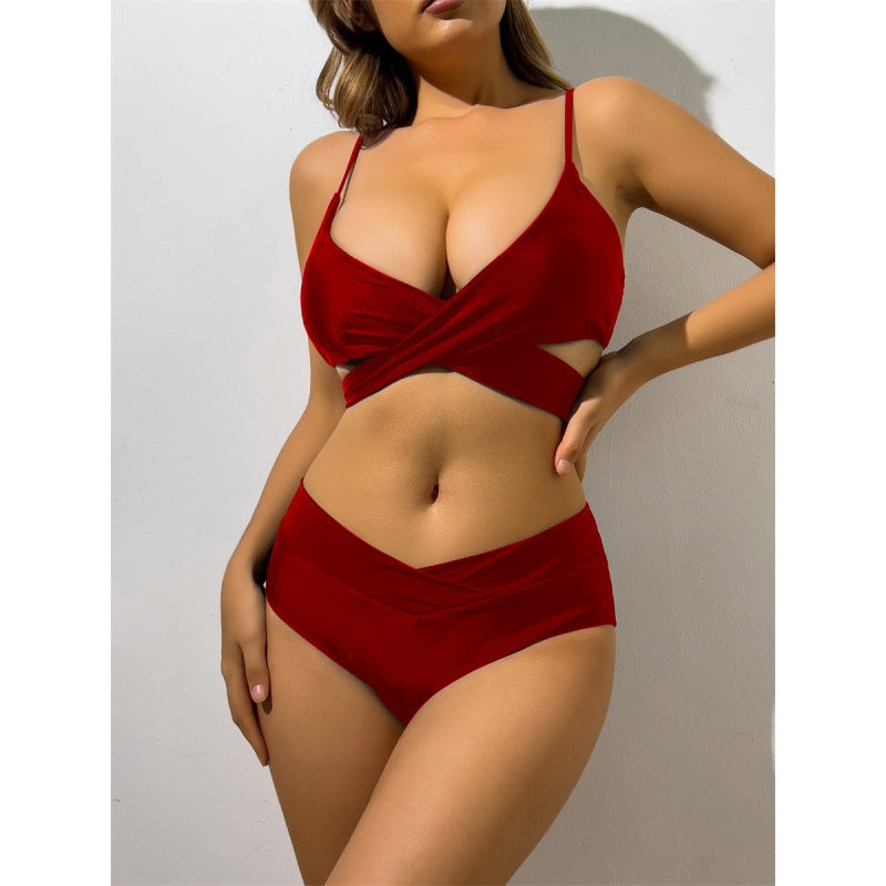 Damen Bikini mit innovativem Wickeldetail und hoher Taille EB