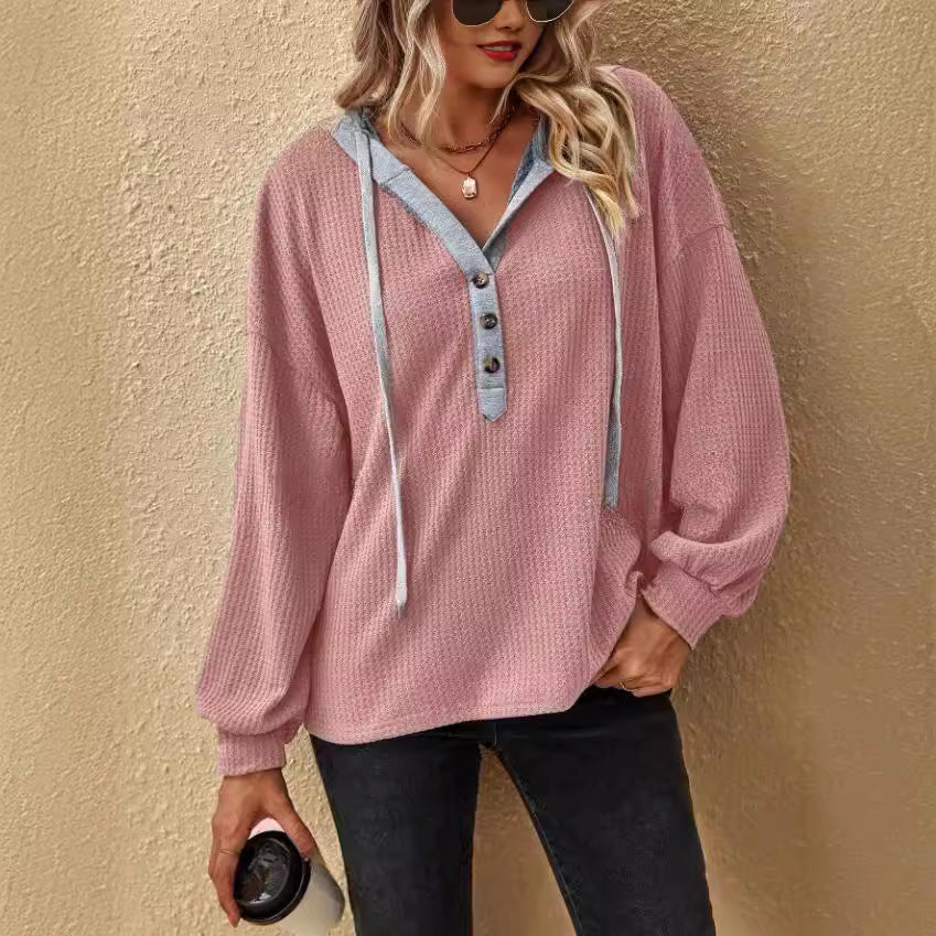 Damen Oversized Pullover mit Knopfleiste EB