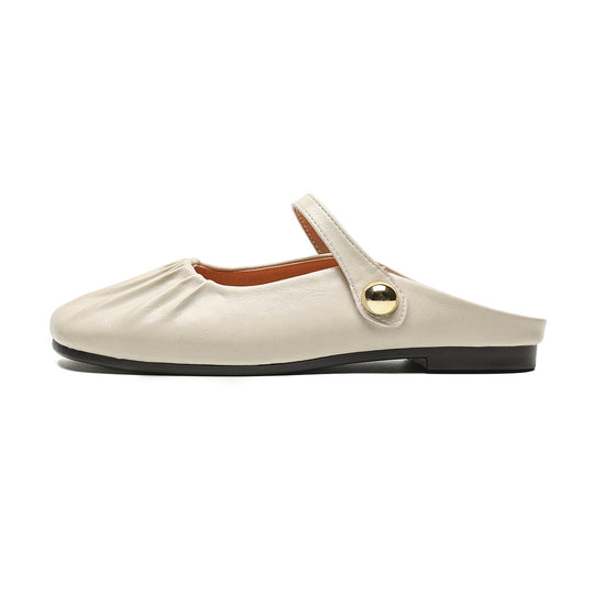 Damen Mokassins mit verstellbarem Riemen und elegantem Faltendesign EB