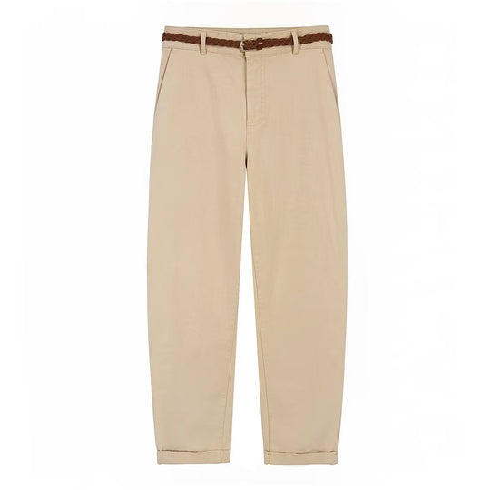 Damen Chinohose mit geflochtenem Gürtel und geradem Schnitt EB