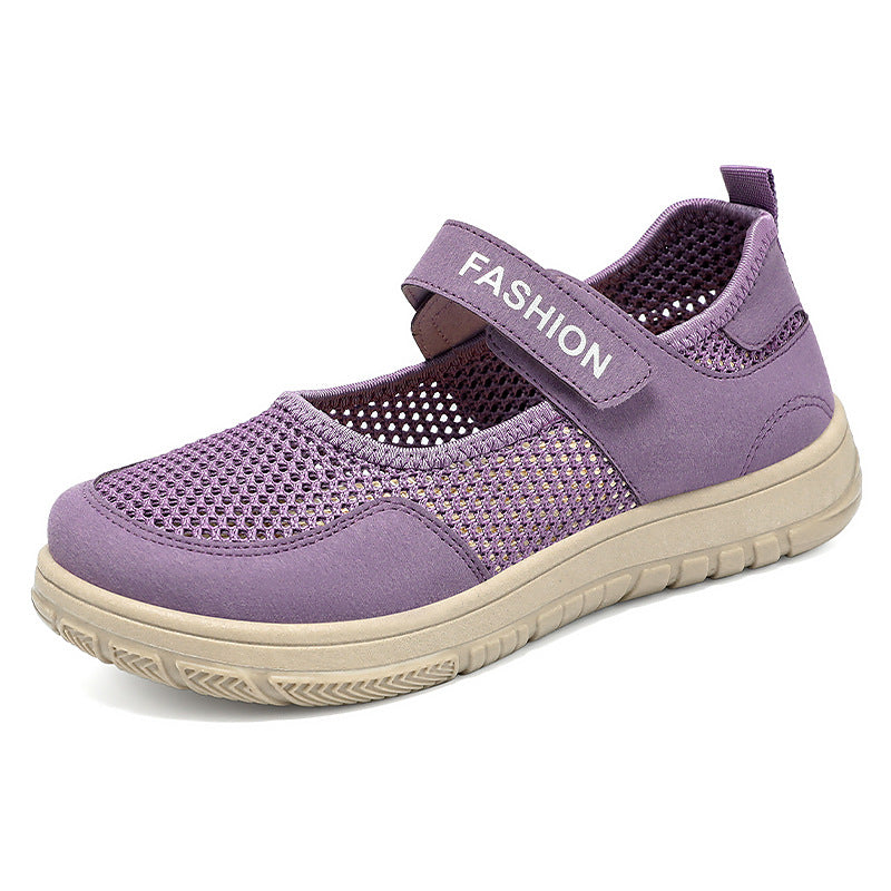 Damen modische Slip-On Freizeitschuhe mit verstellbarem Klettverschluss und atmungsaktiver Netzstruktur EB