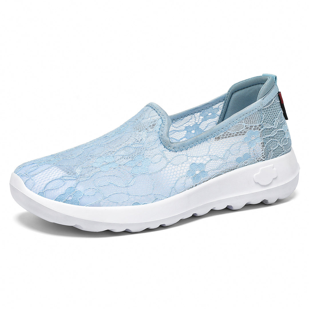 Damen Elegante und bequeme Slip-On Sneakers mit Spitzenoberfläche EB