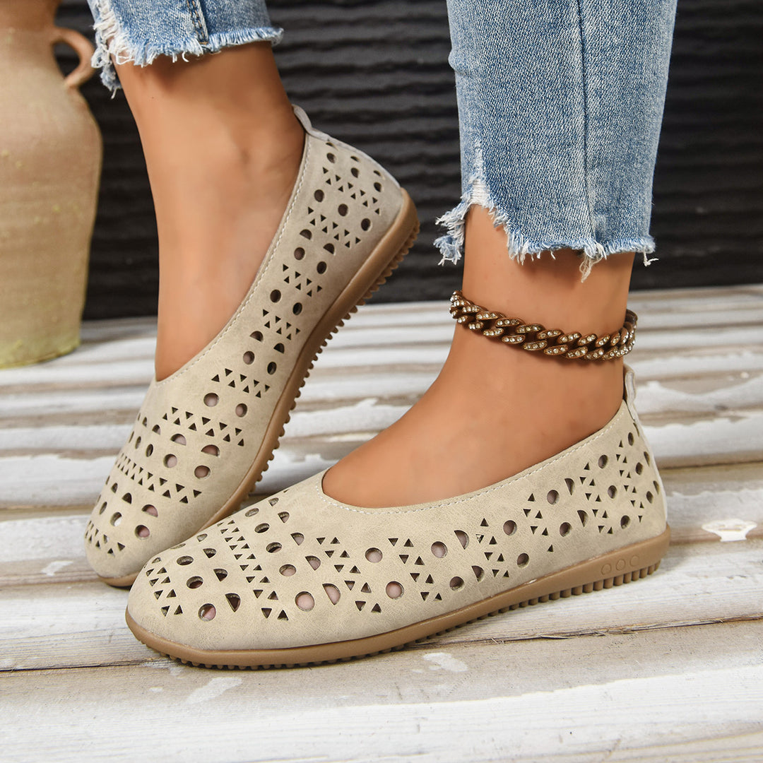 Damen Ballerinas mit modischem Lochdesign und rutschfester Sohle EB