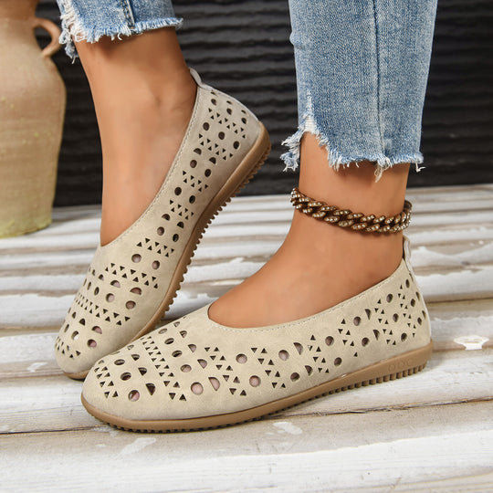 Damen Ballerinas mit modischem Lochdesign und rutschfester Sohle EB