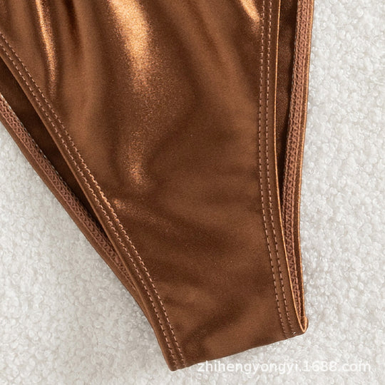 Damen Triangel-Bikini mit hochwertigem Glanzmaterial und verstellbaren Seitenschnüren EB