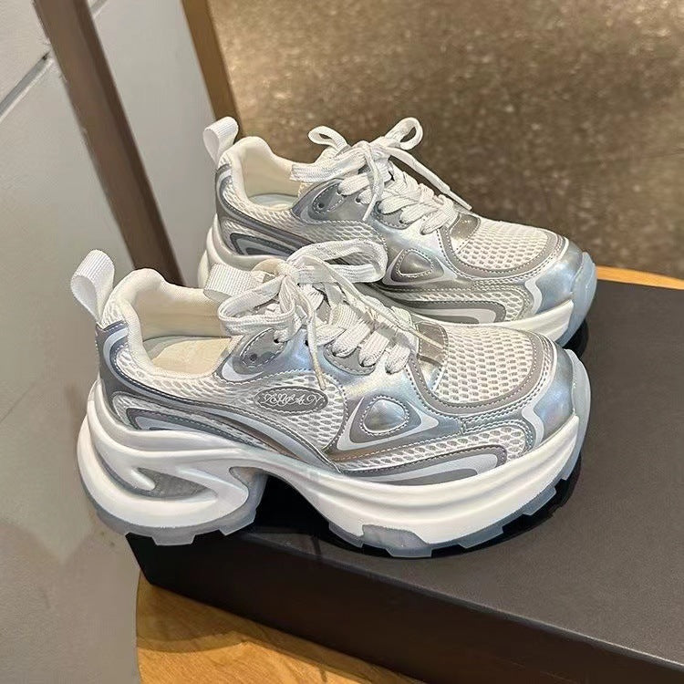 Damen modische Sneakers mit atmungsaktivem Mesh und gepolsterter Laufsohle EB