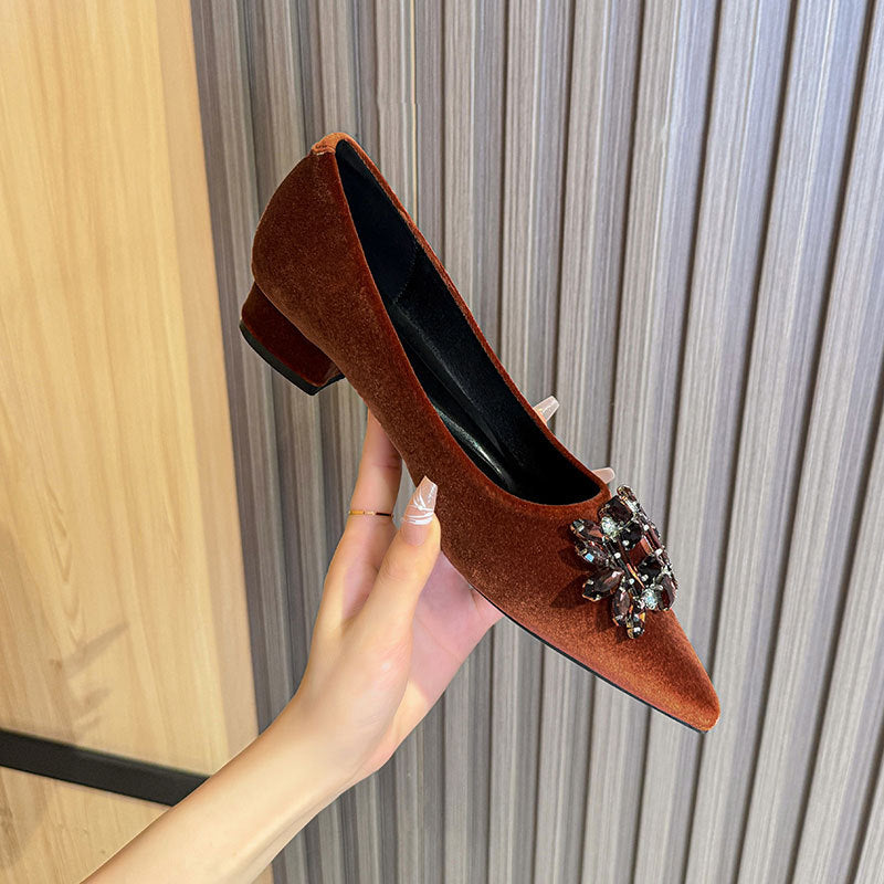 Damen elegante Pumps mit funkelndem Kristallakzent EB