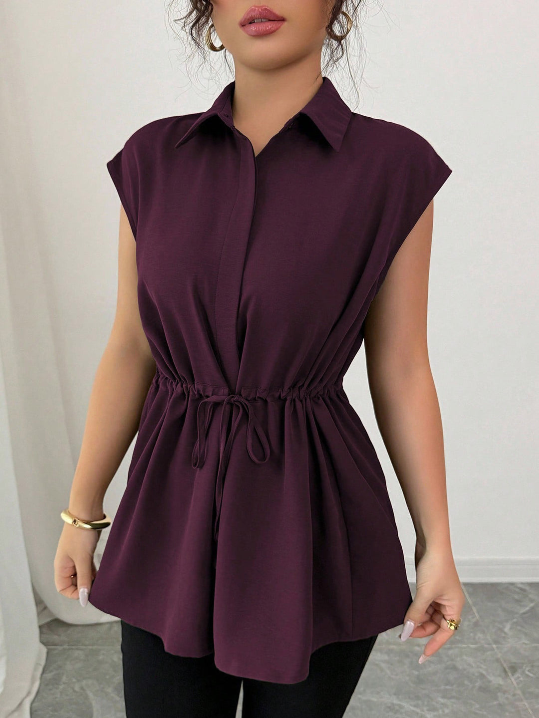 Damen lässige Bluse mit tailliertem Schnitt EB